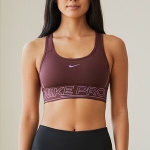 Nike Pro Burgundy Sports Bra with Purple Highlights
